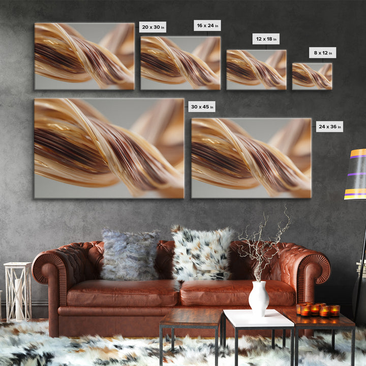 Hair Strands Turning into Abstract Ribbons Canvas Print, Hair Salon Art, Hairdresser Gifts, Living Room Decor, Style, HSA-3x2-97