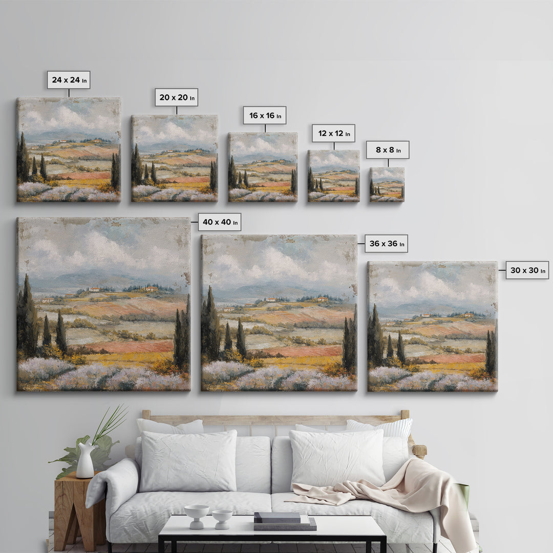 Sunset over Lavender Field Canvas Print, Impressionist Art, Landscape Wall Art, Living Room Decor, Fine Art, Impression, IMP-1x1-14