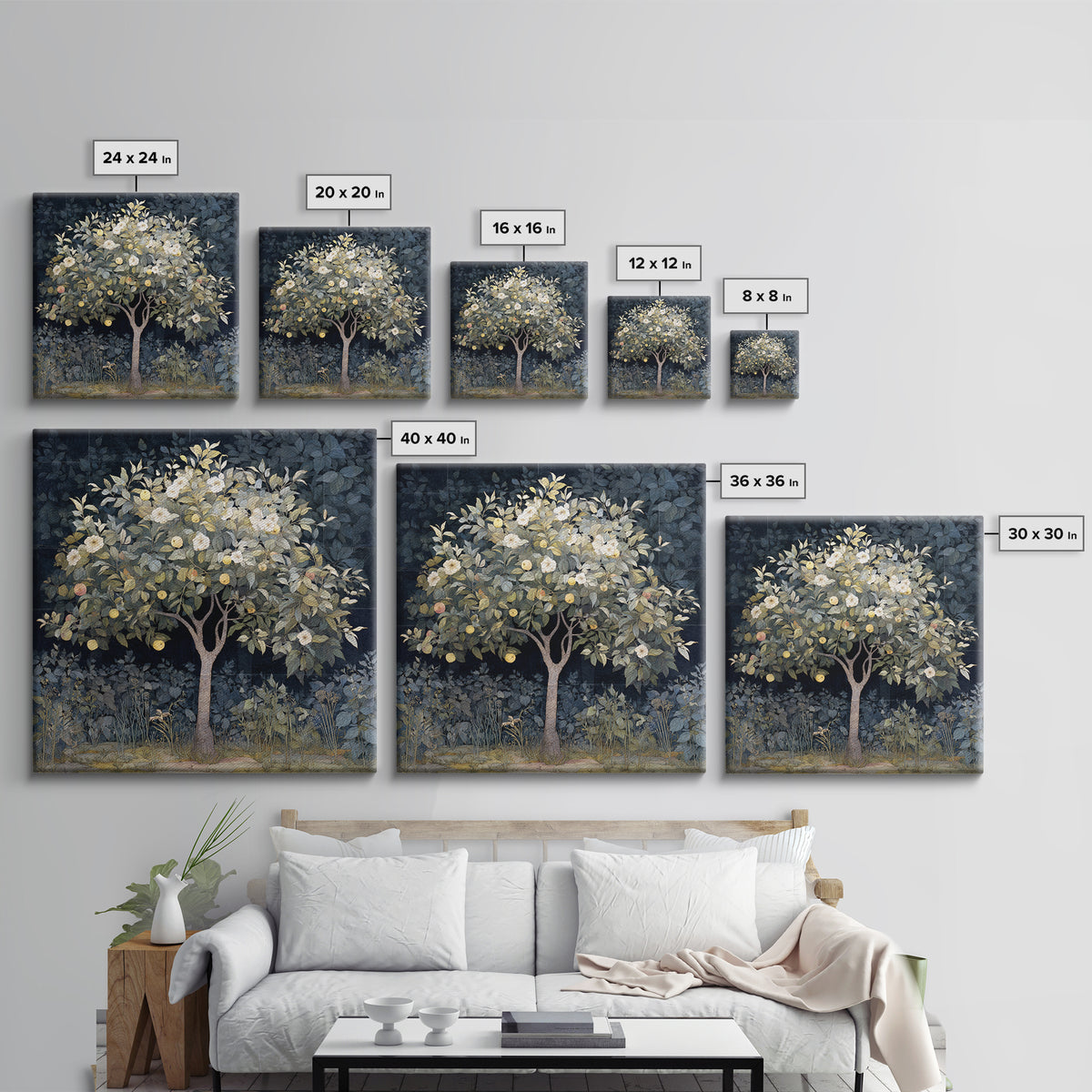 Apple Tree in Summer Orchard Canvas Print, Impressionist Art, Gallery Decor, Living Room Decor, Fine Art, Impression, IMP-1x1-17
