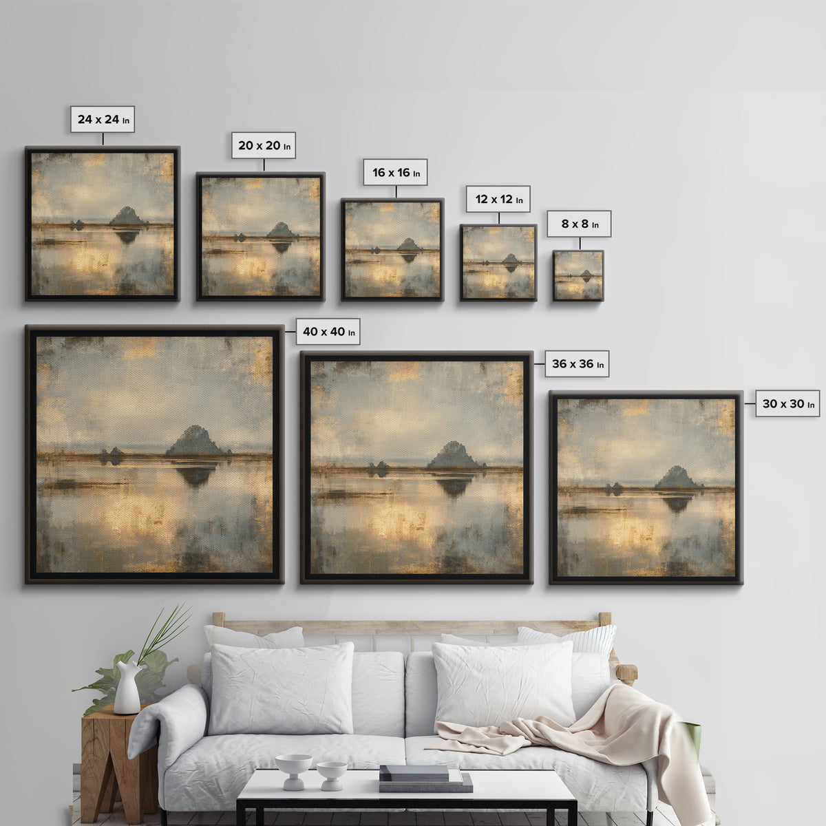 Haystacks Glowing at Golden Hour Framed Canvas Print, Impressionist Art, Oil Painting, Living Room Decor, Impression, IMP-1x1-28