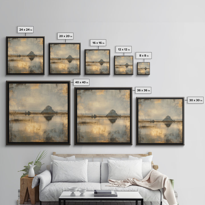 Haystacks Glowing at Golden Hour Framed Canvas Print, Impressionist Art, Oil Painting, Living Room Decor, Impression, IMP-1x1-28