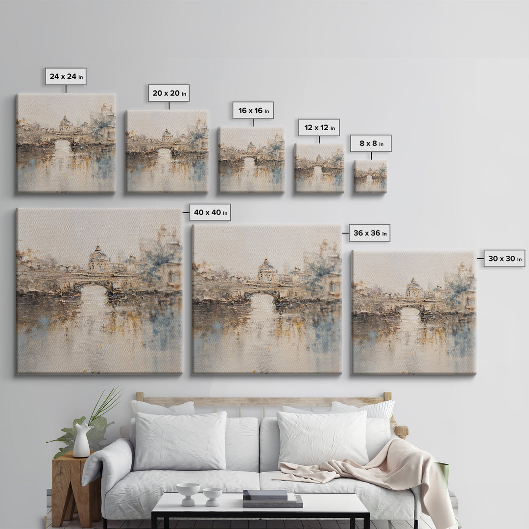 Paris Bridge Reflected Canvas Print, Impressionist Art, Living Room Wall Art, Living Room Decor, Fine Art, Impression, IMP-1x1-31