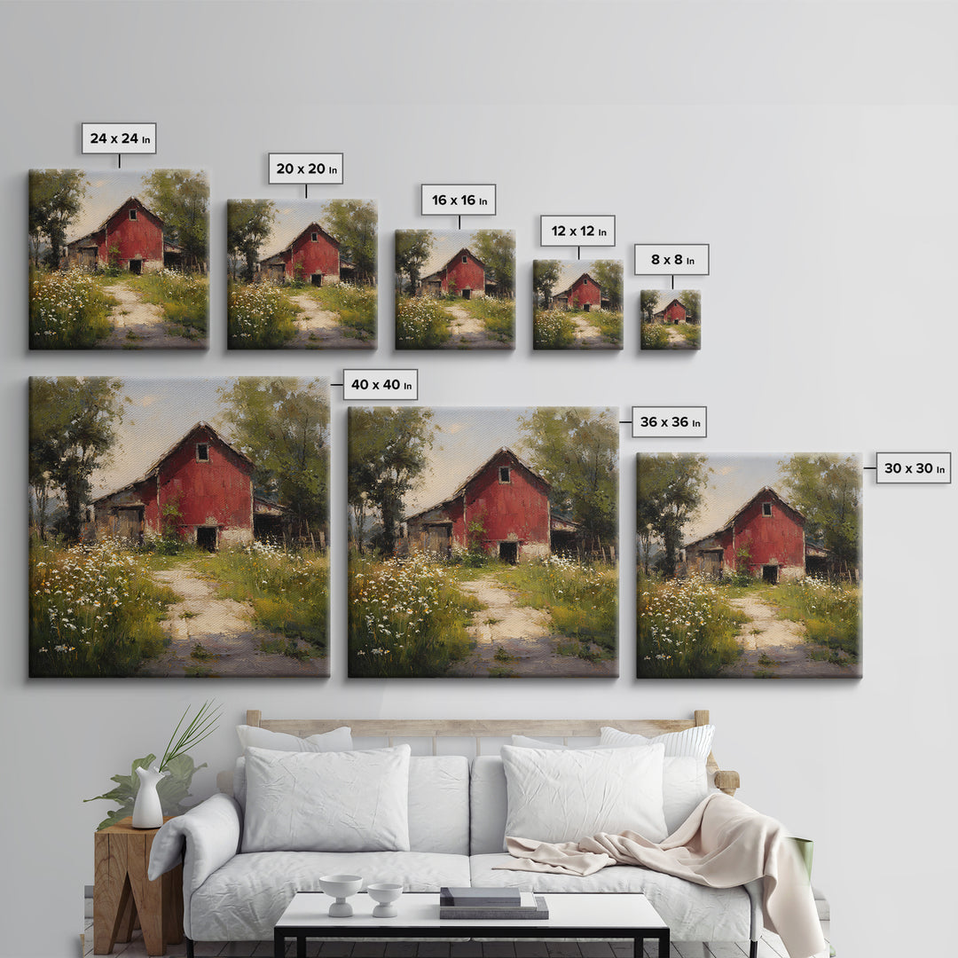 Country Lane with Flickering Sunlight Framed Canvas Print, Impressionist Art, Colorful Wall Art, Living Room Decor, Impression, IMP-1x1-46