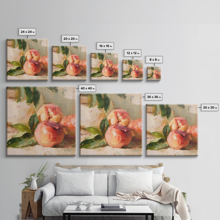 Still Life of Peaches Framed Canvas Print, Impressionist Art, Modern Wall Art, Living Room Decor, Fine Art, Impression, IMP-1x1-47