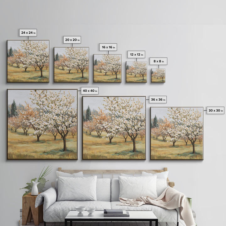 Spring Orchard with Blossoming Trees Canvas Print, Impressionist Art, Living Room Art, Living Room Decor, Oil Painting, IMP-1x1-54