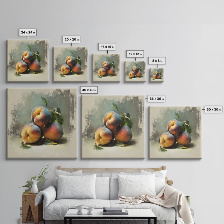 Still Life of Peaches Framed Canvas Print, Impressionist Art, Flower Print, Living Room Decor, Fine Art, Impression, IMP-1x1-71