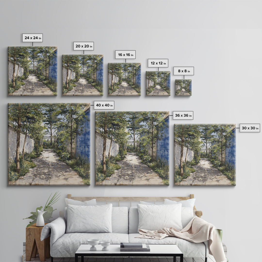 Garden Path Covered Framed Canvas Print, Impressionist Art, Fine Art Print, Living Room Decor, Watercolor Art, Impression, IMP-1x1-74