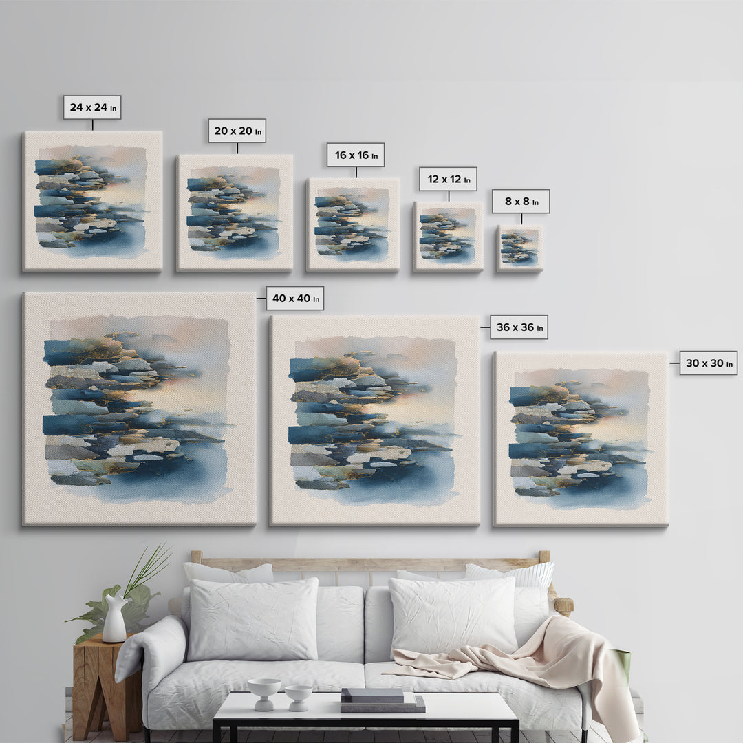 Soft Seaside Cliffs Canvas Print, Impressionist Art, Wall Decor, Living Room Decor, Fine Art, Impression, Horizontal Wall Art, IMP-1x1-77