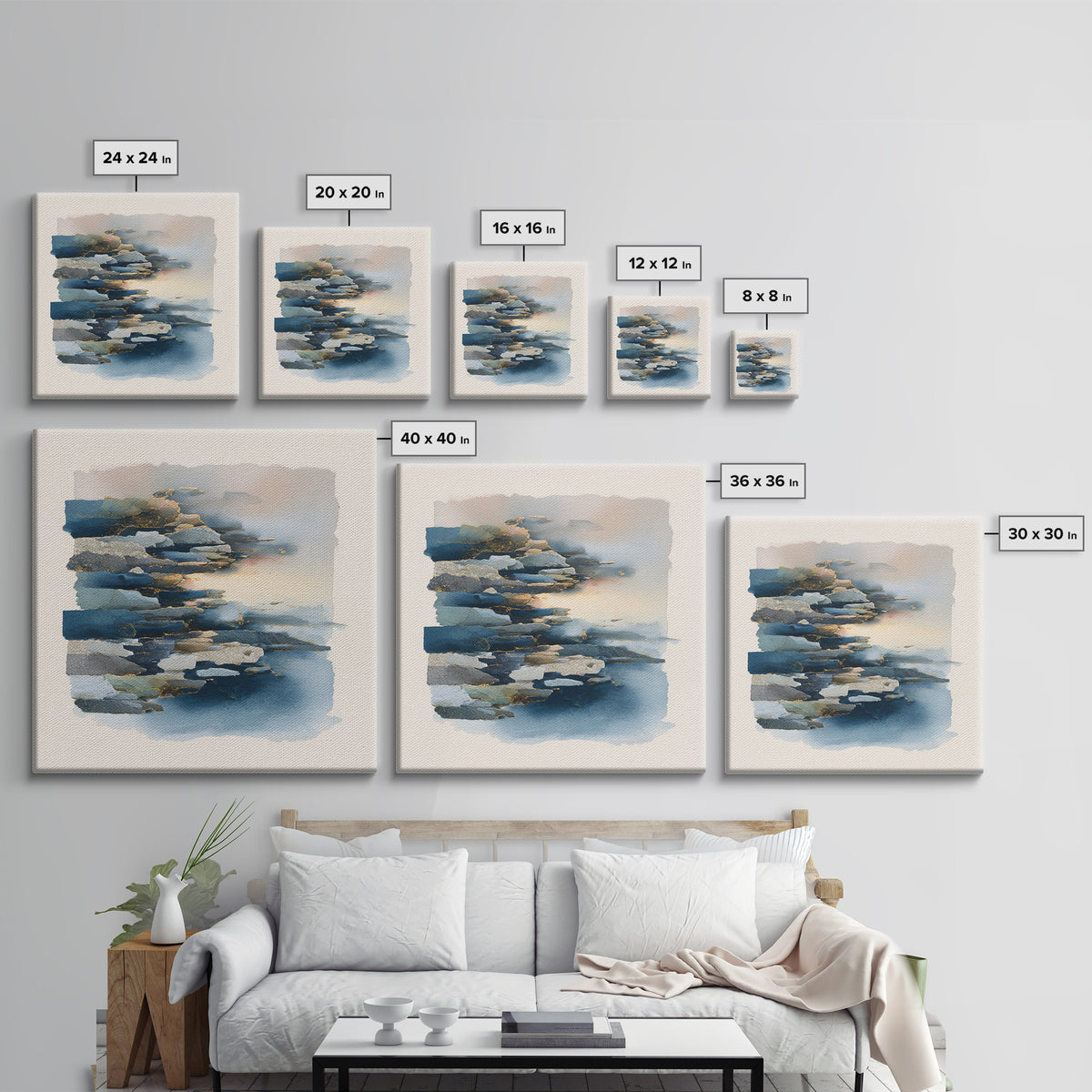 Soft Seaside Cliffs Canvas Print, Impressionist Art, Wall Decor, Living Room Decor, Fine Art, Impression, Horizontal Wall Art, IMP-1x1-77