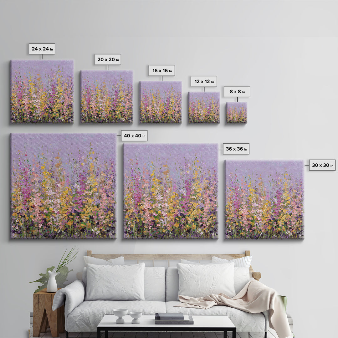 Wildflower Field in Loose Pastel Strokes Canvas Print, Impressionist Art, Fine Art Print, Living Room Decor, Impression, IMP-1x1-80