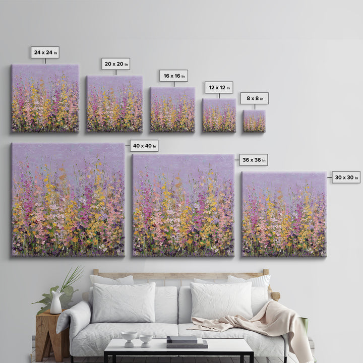Wildflower Field in Loose Pastel Strokes Canvas Print, Impressionist Art, Fine Art Print, Living Room Decor, Impression, IMP-1x1-80