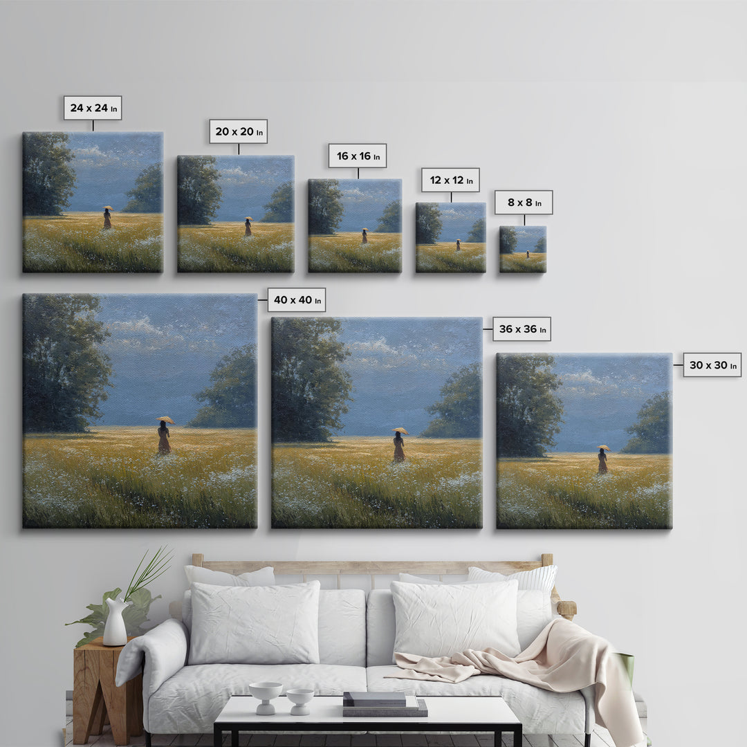 Woman with Parasol in Breezy Meadow Canvas Print, Impressionist Art, Painting, Living Room Decor, Fine Art, Impression, IMP-1x1-99
