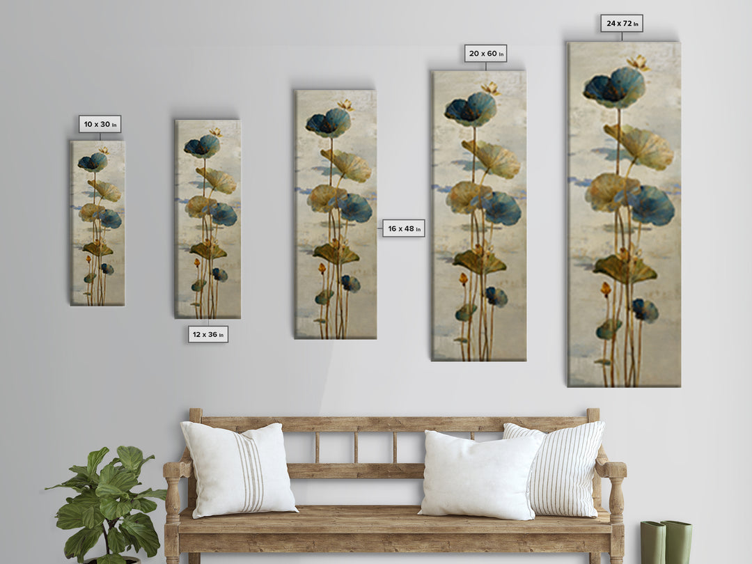 Water Lilies Floating on a Sunlit Pond Canvas Print, Impressionist Art, Minimalist Decor, Living Room Decor, Impression, IMP-1x3-13