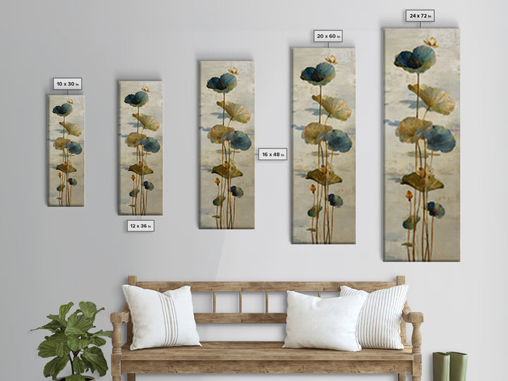 Water Lilies Floating on a Sunlit Pond Canvas Print, Impressionist Art, Minimalist Decor, Living Room Decor, Impression, IMP-1x3-13