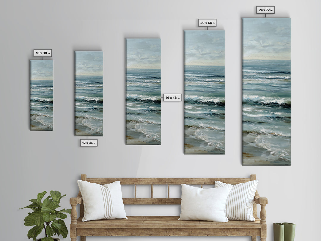 Coastal Beach Figures Framed Canvas Print, Impressionist Art, Wall Art Framed, Living Room Decor, Fine Art, Impression, IMP-1x3-31