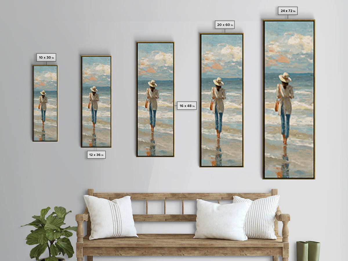 Coastal Beach Figures Canvas Print, Impressionist Art, Floral Wall Art, Living Room Decor, Fine Art, Impression, Fine Art Print, IMP-1x3-55