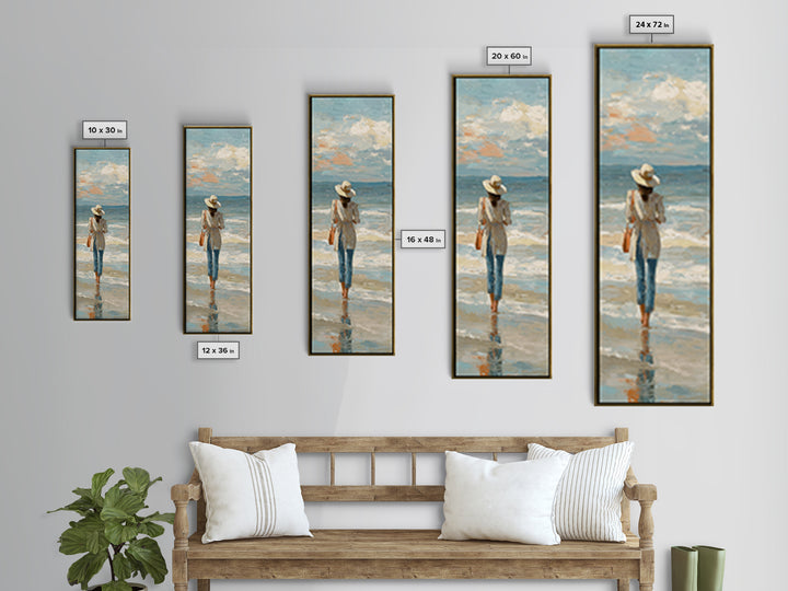 Coastal Beach Figures Canvas Print, Impressionist Art, Floral Wall Art, Living Room Decor, Fine Art, Impression, Fine Art Print, IMP-1x3-55