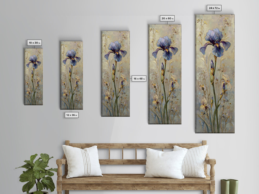 Iris Garden with Blue Violet Strokes Canvas Print, Impressionist Art, Modern Wall Art, Living Room Decor, Fine Art, Impression, IMP-1x3-56