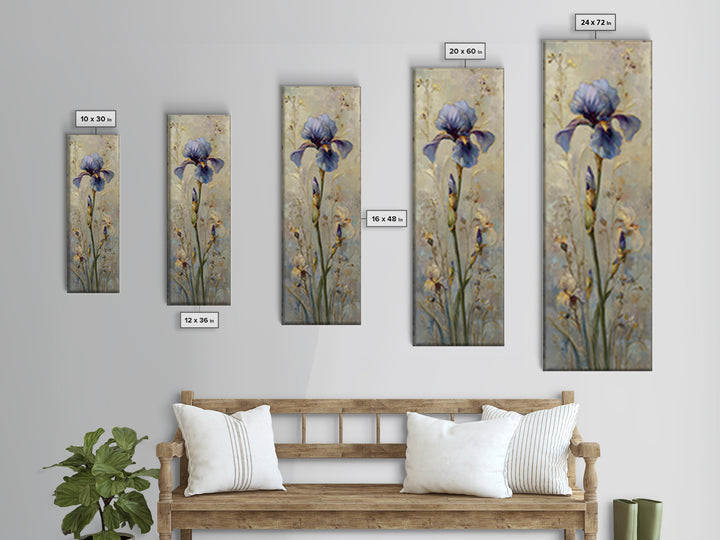 Iris Garden with Blue Violet Strokes Canvas Print, Impressionist Art, Modern Wall Art, Living Room Decor, Fine Art, Impression, IMP-1x3-56