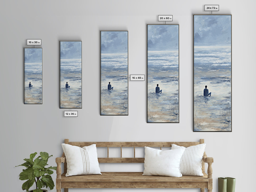 Coastal Beach Figures Canvas Print, Impressionist Art, Bedroom Decor, Living Room Decor, Oil Painting, Impression, Modern Art, IMP-1x3-7