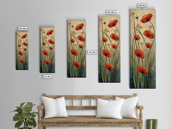 Poppies Blowing Through Green Grass Canvas Print, Impressionist Art, Abstract Painting, Living Room Decor, Fine Art, Impression, IMP-1x3-72