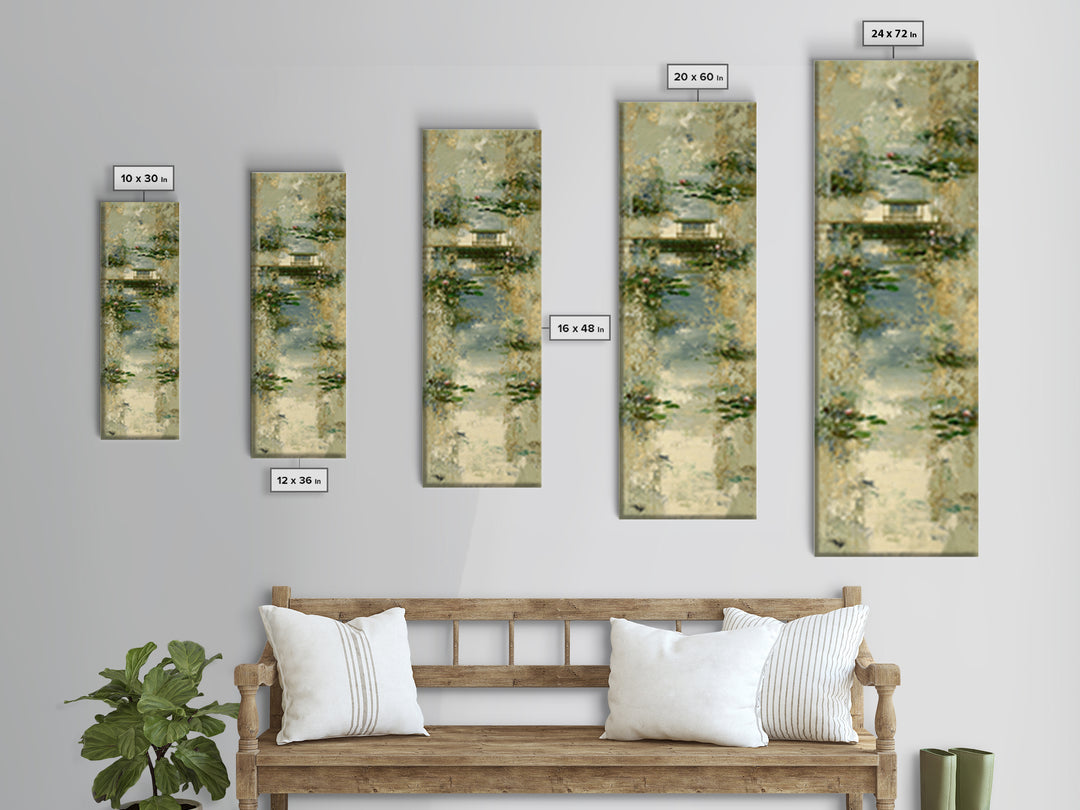 Water Garden Bridge Canvas Print, Impressionist Art, Statement Artwork, Living Room Decor, Fine Art, Impression, Art Print, IMP-1x3-78