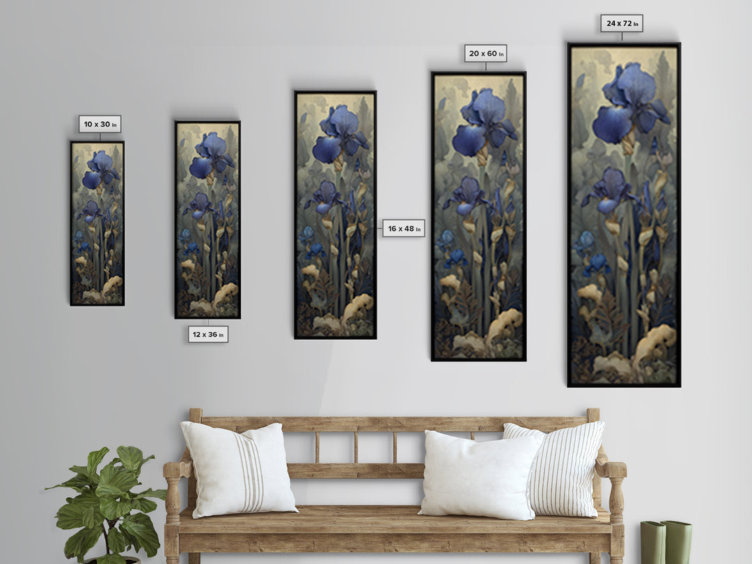 Iris Garden with Blue Violet Strokes Canvas Print, Impressionist Art, Contemporary Art, Living Room Decor, Impression, IMP-1x3-8