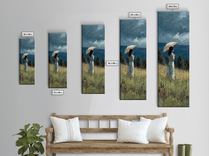 Woman with Parasol in Breezy Meadow Framed Canvas Print, Impressionist Art, Statement Artwork, Living Room Decor, Impression, IMP-1x3-87