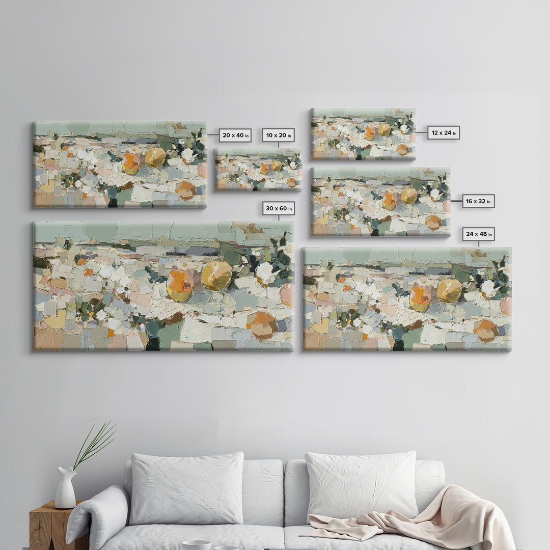 Soft Seaside Cliffs Framed Canvas Print, Impressionist Art, Large Wall Art, Living Room Decor, Impression, Abstract Painting, IMP-2x1-1