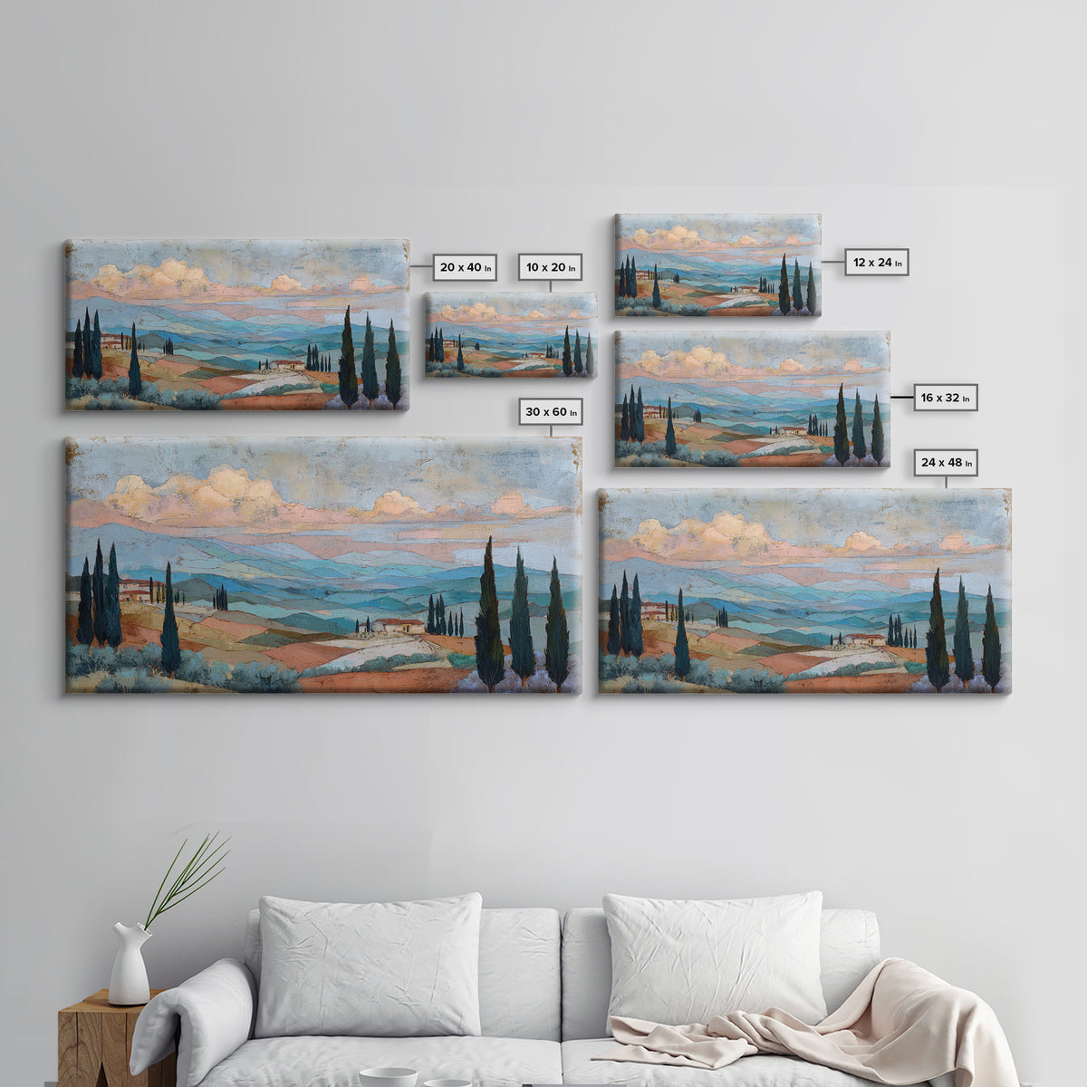 Sunset over Lavender Field Framed Canvas Print, Impressionist Art, Contemporary Art, Living Room Decor, Fine Art, Impression, IMP-2x1-10