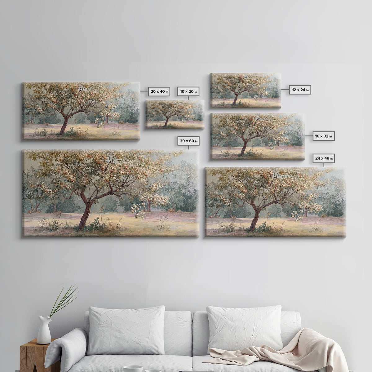 Apple Tree in Summer Orchard Framed Canvas Print, Impressionist Art, Printable Wall Art, Living Room Decor, Impression, IMP-2x1-13