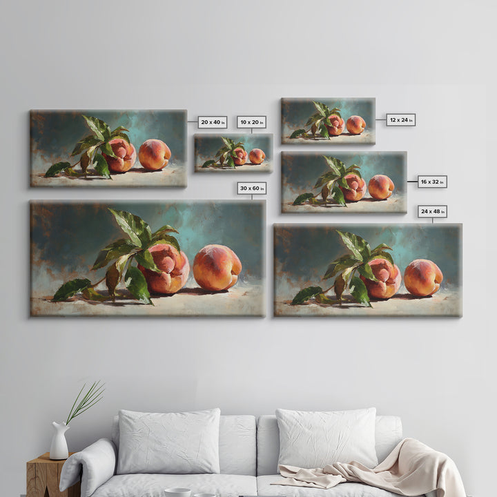 Still Life of Peaches Framed Canvas Print, Impressionist Art, Flower Print, Living Room Decor, Fine Art, Impression, IMP-2x1-19