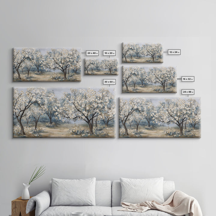 Spring Orchard with Blossoming Trees Canvas Print, Impressionist Art, Living Room Decor, Abstract Art, Impression, IMP-2x1-2