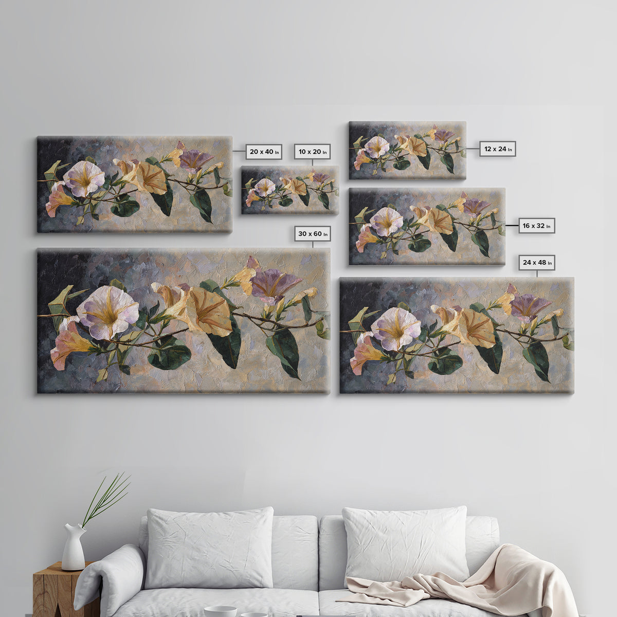 Caf Table with Flowers and Morning Light Canvas Print, Impressionist Art, Minimalist Decor, Living Room Decor, Impression, IMP-2x1-30