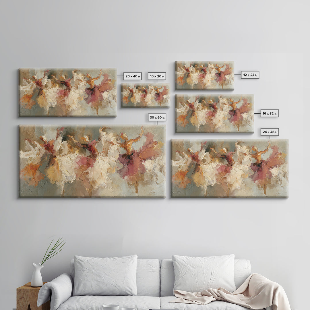 Dancers Suggested by Soft Moving Brushwork Framed Canvas Print, Impressionist Art, Wall Art, Living Room Decor, Oil Painting, IMP-2x1-35