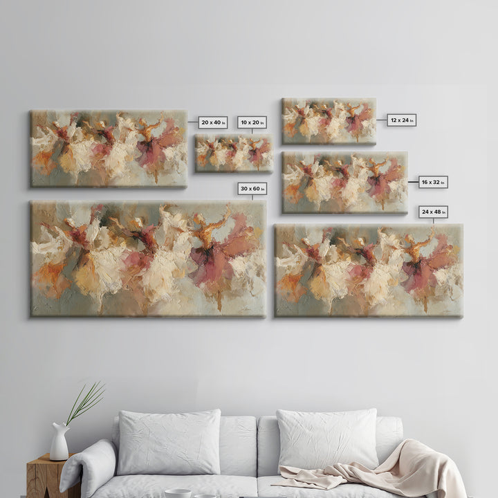 Dancers Suggested by Soft Moving Brushwork Framed Canvas Print, Impressionist Art, Wall Art, Living Room Decor, Oil Painting, IMP-2x1-35