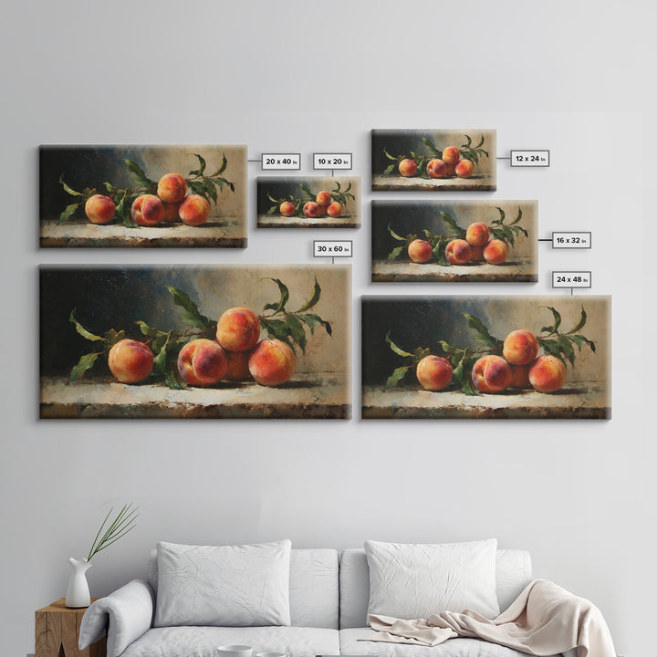 Still Life of Peaches Framed Canvas Print, Impressionist Art, Large Wall Art, Living Room Decor, Fine Art, Impression, IMP-2x1-43