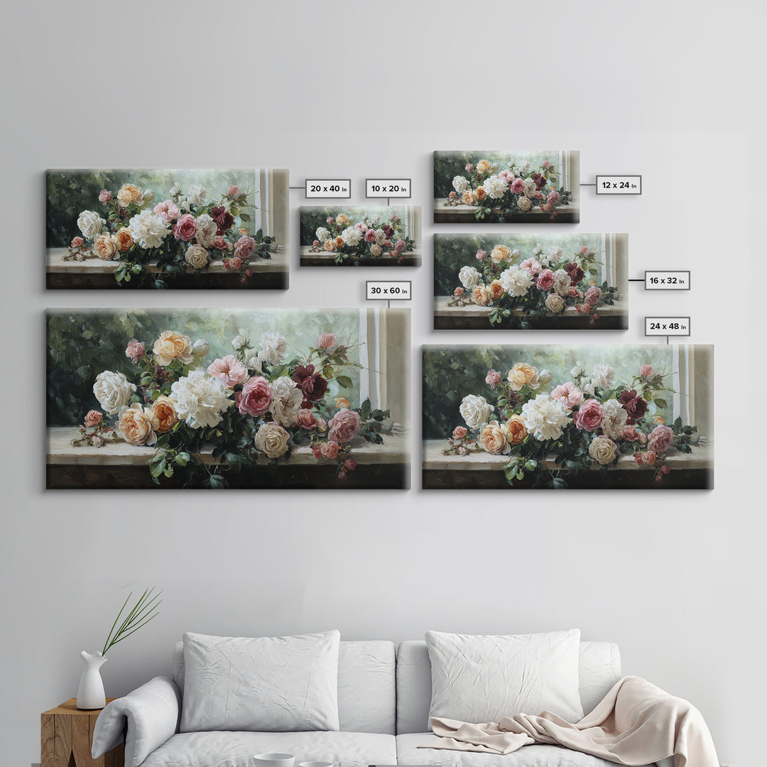 Caf Table with Flowers and Morning Light Canvas Print, Impressionist Art, Minimalist Decor, Living Room Decor, Impression, IMP-2x1-6
