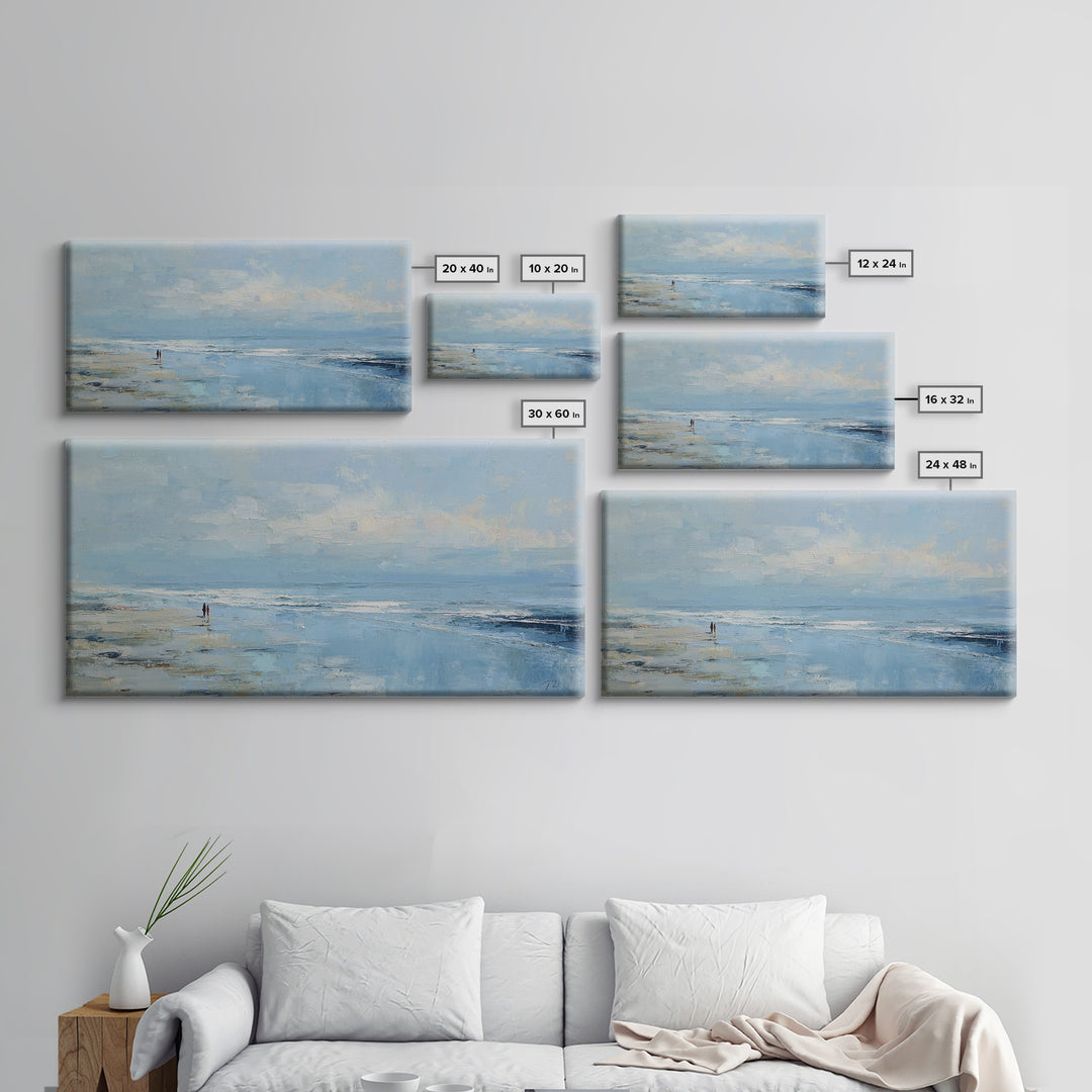 Coastal Beach Figures Canvas Print, Impressionist Art, Living Room Wall Art, Living Room Decor, Fine Art, Impression, IMP-2x1-63