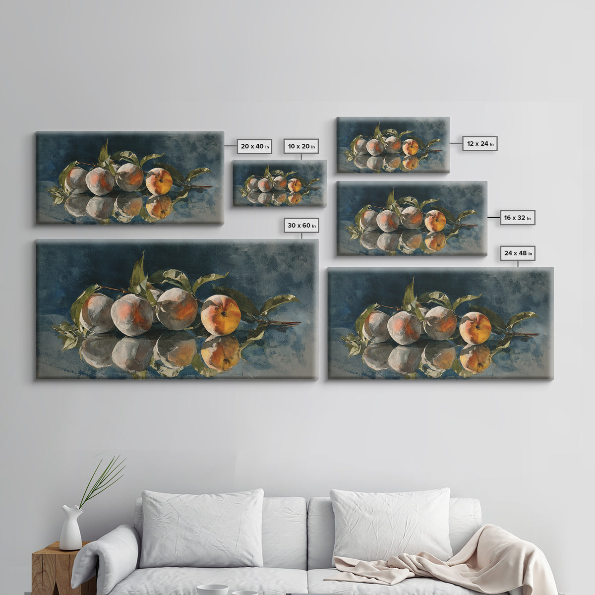 Still Life of Peaches Framed Canvas Print, Impressionist Art, Gallery Decor, Living Room Decor, Fine Art, Impression, IMP-2x1-67