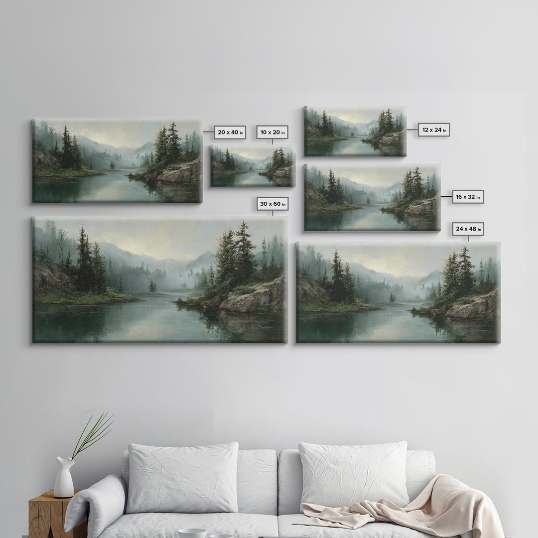 Mountain Lake with Sparkling Reflections Canvas Print, Impressionist Art, Original Art, Living Room Decor, Fine Art, Impression, IMP-2x1-68