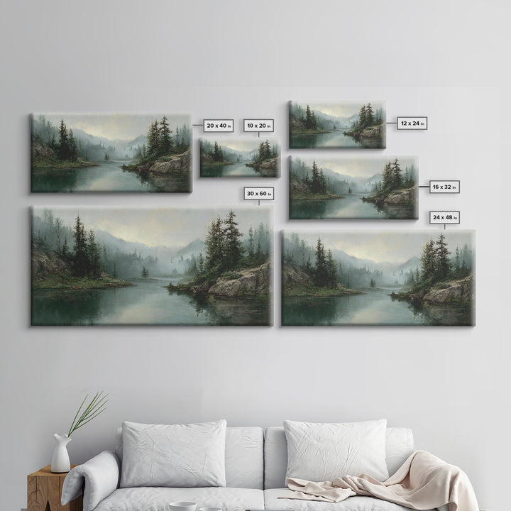 Mountain Lake with Sparkling Reflections Canvas Print, Impressionist Art, Original Art, Living Room Decor, Fine Art, Impression, IMP-2x1-68