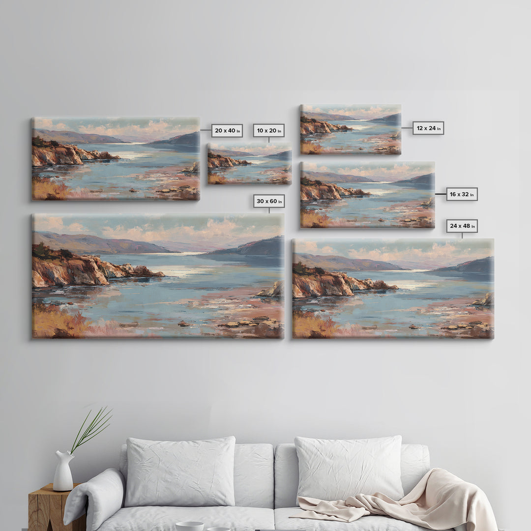 Soft Seaside Cliffs Canvas Print, Impressionist Art, Living Room Decor, Fine Art, Impression, Landscape Art, Colorful Wall Art, IMP-2x1-73