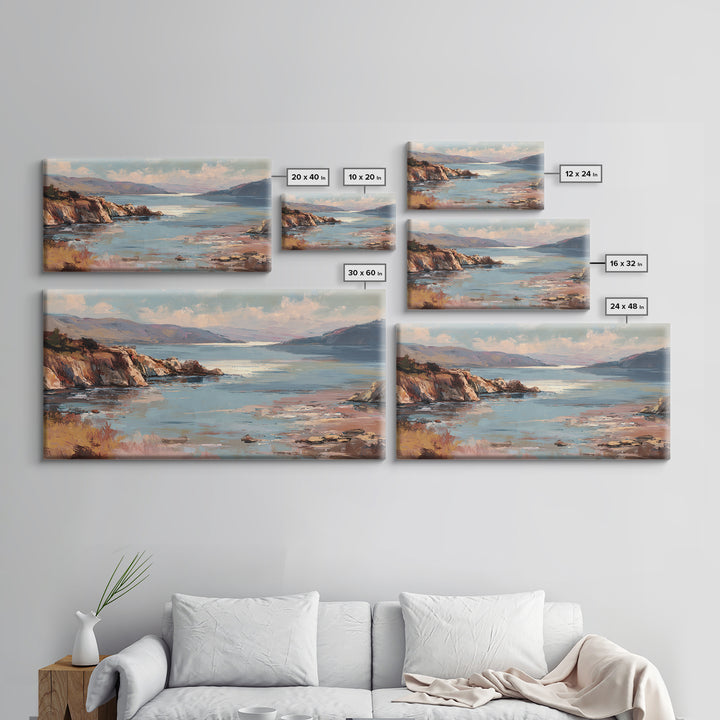 Soft Seaside Cliffs Canvas Print, Impressionist Art, Living Room Decor, Fine Art, Impression, Landscape Art, Colorful Wall Art, IMP-2x1-73