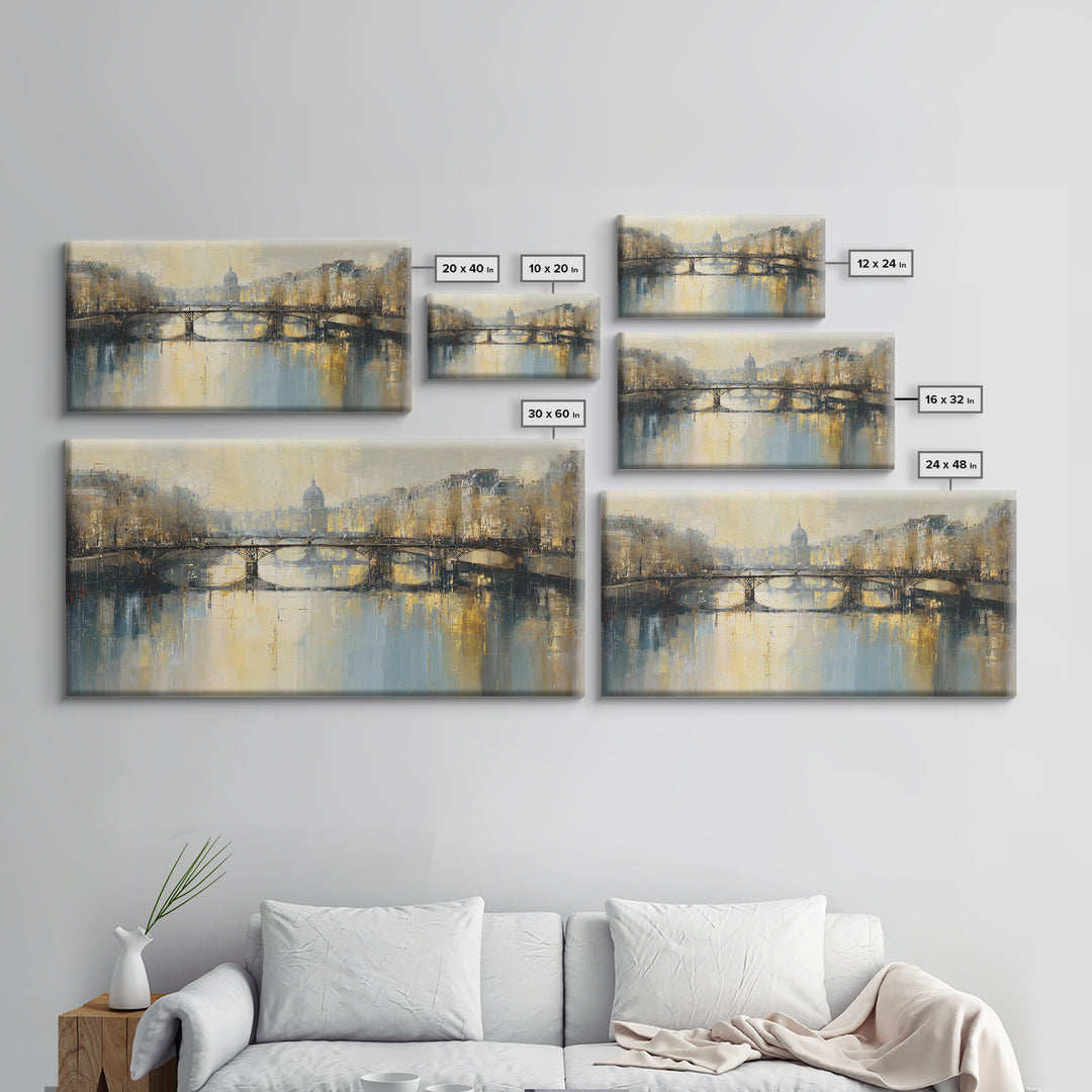Paris Bridge Reflected Framed Canvas Print, Impressionist Art, Room Decor, Living Room Decor, Fine Art, Impression, IMP-2x1-75