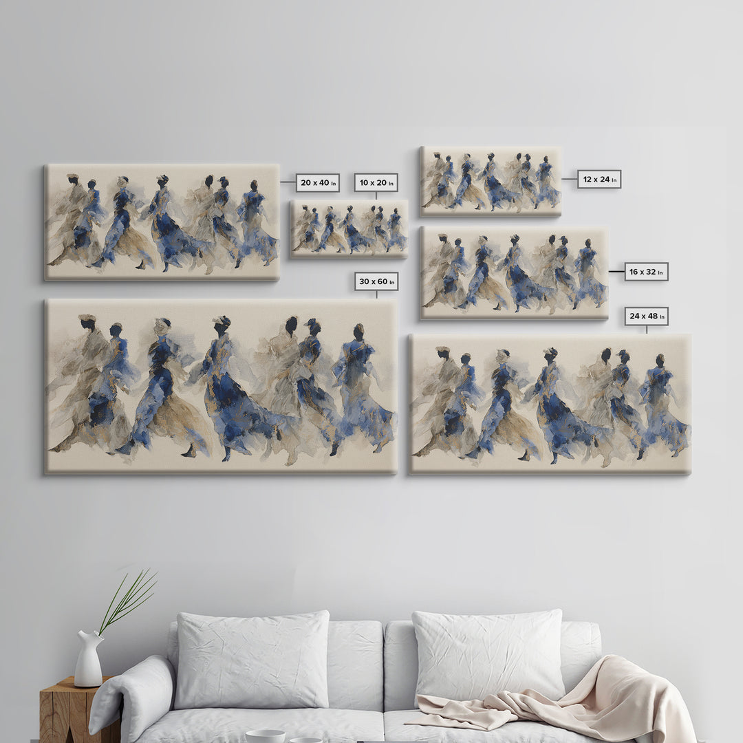 Dancers Suggested by Soft Moving Brushwork Framed Canvas Print, Impressionist Art, Painting, Living Room Decor, Impression, IMP-2x1-83