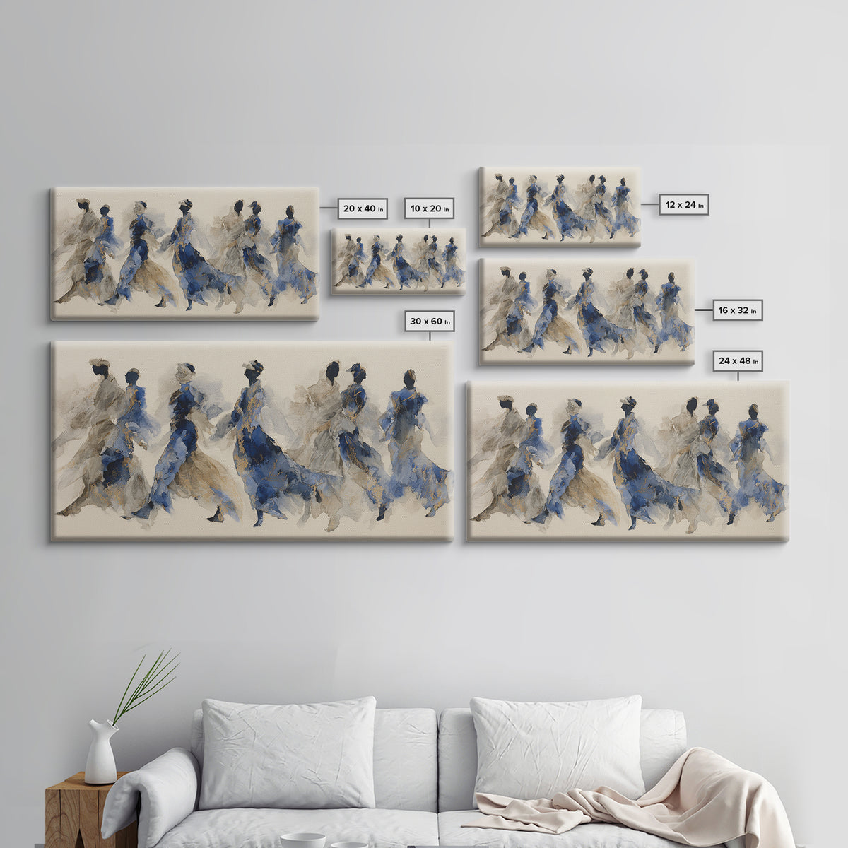Dancers Suggested by Soft Moving Brushwork Framed Canvas Print, Impressionist Art, Painting, Living Room Decor, Impression, IMP-2x1-83
