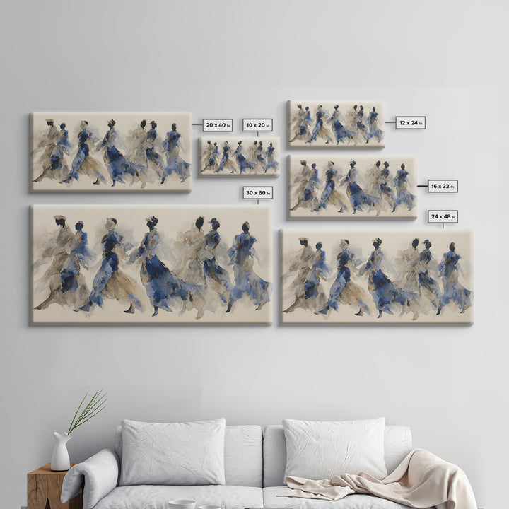 Dancers Suggested by Soft Moving Brushwork Framed Canvas Print, Impressionist Art, Painting, Living Room Decor, Impression, IMP-2x1-83