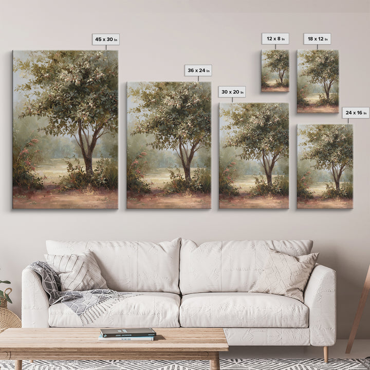 Apple Tree in Summer Orchard Framed Canvas Print, Impressionist Art, Large Wall Art, Living Room Decor, Fine Art, Impression, IMP-2x3-1