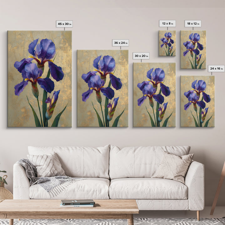 Iris Garden with Blue Violet Strokes Canvas Print, Impressionist Art, Printable Wall Art, Living Room Decor, Impression, IMP-2x3-100